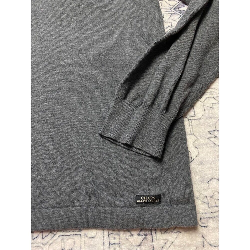 Chaps Ralph Lauren Mens Gray Long Sleeve Polo Shirt XL‎ Henley Cotton Vintage - Picture 3 of 6